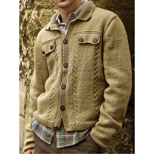 Cardigan Tejido de Cuello Solapa Ajustado de Botón Simple - Image 8