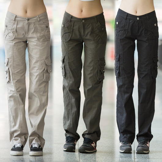 Pantalones Cargo Mujer Holgados Efecto Adelgazante con Múltiples Bolsillos