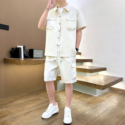 Traje de Camiseta con Solapa Estilo Coreano para Hombre - Image 6