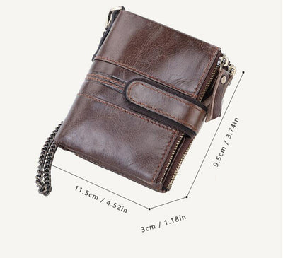 Billetera Antirobo de Cuero Genuino con Cierre Seguro - Cartera Multifuncional Vintage para Hombre - Image 12