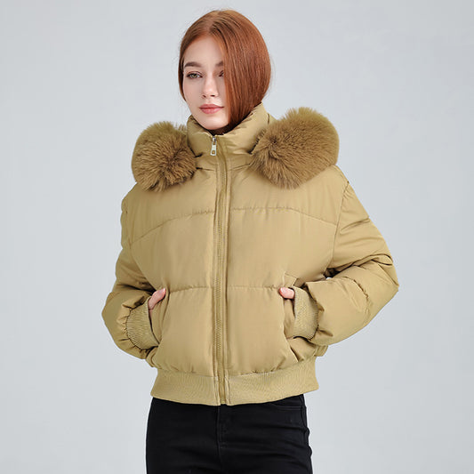Abrigo Acolchado para Mujer con Cuello de Pelaje y Diseño Moderno