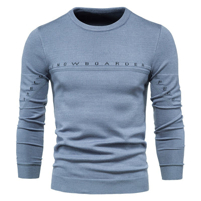 Suéter Tejido para Hombre con Bordado de Letras - Abrigo Base Versátil - Image 3