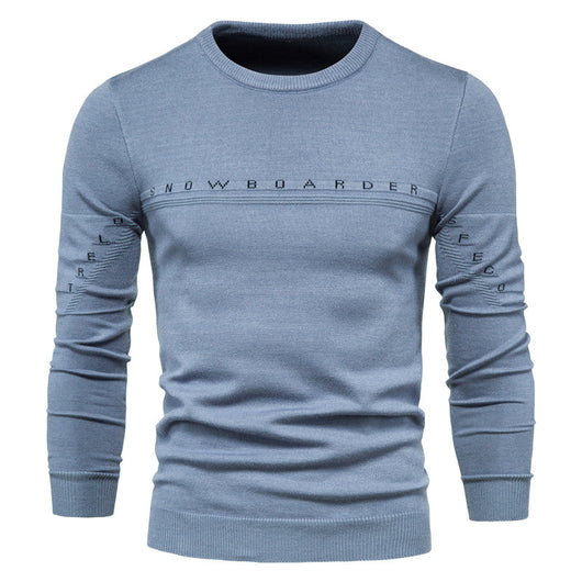Suéter Tejido para Hombre con Bordado de Letras - Abrigo Base Versátil - Image 3