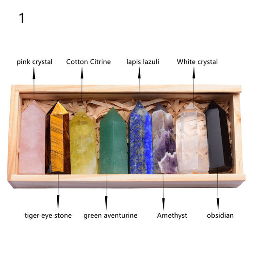 Set de Puntas de Cristal Natural Cuarzo Blanco con Caja de Madera de 8 Colores - Image 8