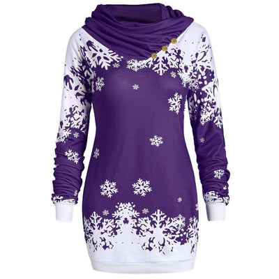 Suéter Estampado con Cuello Bufanda de Manga Larga Navideño - Image 9