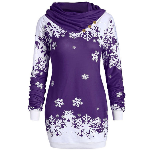 Suéter Estampado con Cuello Bufanda de Manga Larga Navideño - Image 9