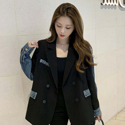 Chaqueta Blazer Denim con Costuras Decorativas para Mujer - Image 3