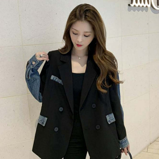 Chaqueta Blazer Denim con Costuras Decorativas para Mujer - Image 3