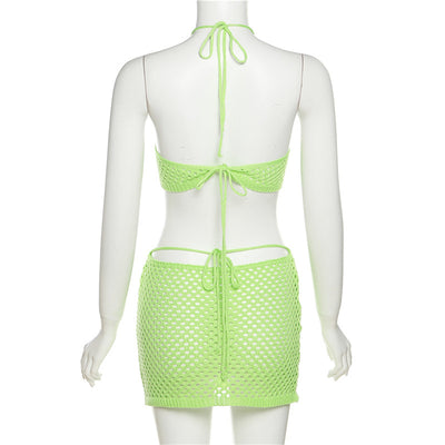 Conjunto Ajustado de Encaje Transparente con Espalda Descubierta - Image 8