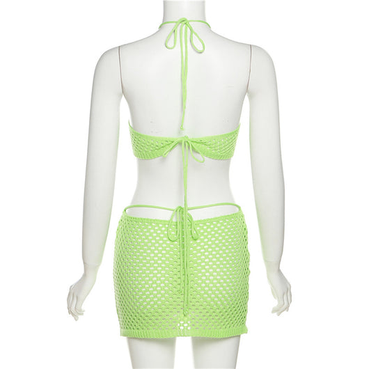 Conjunto Ajustado de Encaje Transparente con Espalda Descubierta - Image 8
