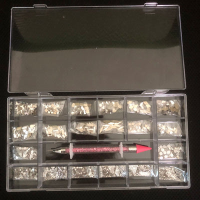 Organizador de Joyería Manicura 21 Compartimentos con Caja de Vidrio y Bolígrafo de Diamante - Image 29
