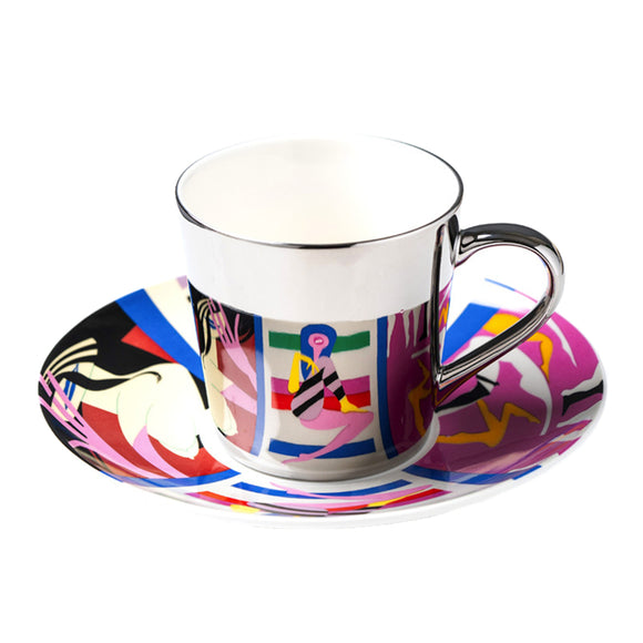 Taza Cerámica Retro con Espejo - Taza de Agua para Té de la Tarde