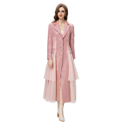 Abrigo Elegante con Pespuntes Pata de Gallo y Lentejuelas en Tul - Image 7