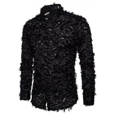 Camisa de Hombre con Borlas de Pluma en Solapa - Image 10