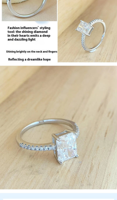 Anillo de Plata 925 con Moissanita Rectangular de 2 Quilates - Image 13