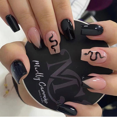 Uñas Postizas French Bisel Negro Premium - Image 13