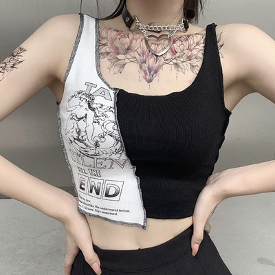 Musculosa Mujer Estilo Urbano con Estampado Patchwork - Image 11