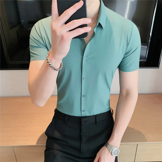 Camisa Deportiva Elástica de Manga Corta para Hombre - Image 34