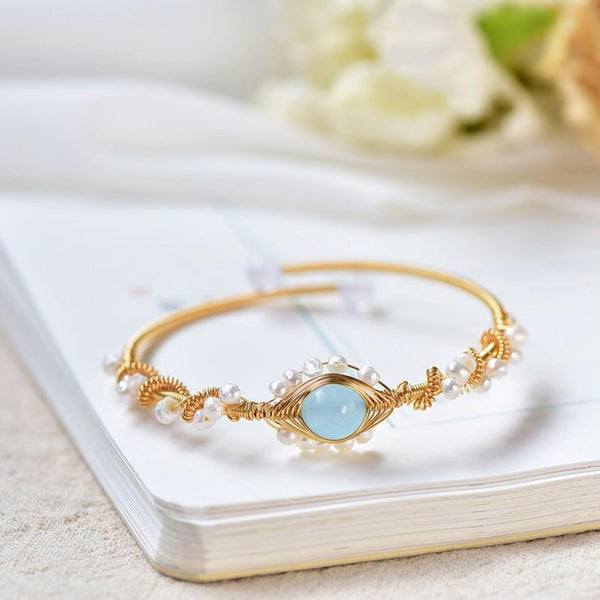 Pulsera de Perlas Dorada Tejida - Estilo Vintage Elegante