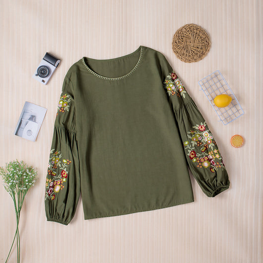 Blusa Casual para Mujer con Bordados y Mangas Linterna - Image 5