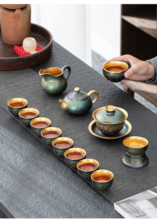 Juego de Té Jianzan con Dorado Colorido - Image 16