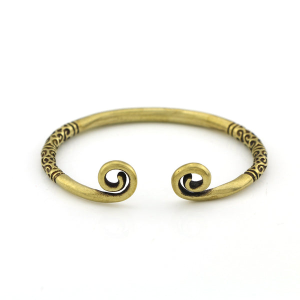 Pulsera Brazalete de Cobre Puro Tejida a Mano con Acabado Bronce Antiguo