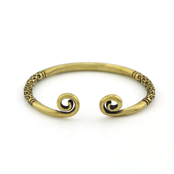 Pulseira Bracelete de Cobre Puro Trançada à Mão com Acabamento em Bronze Antigo