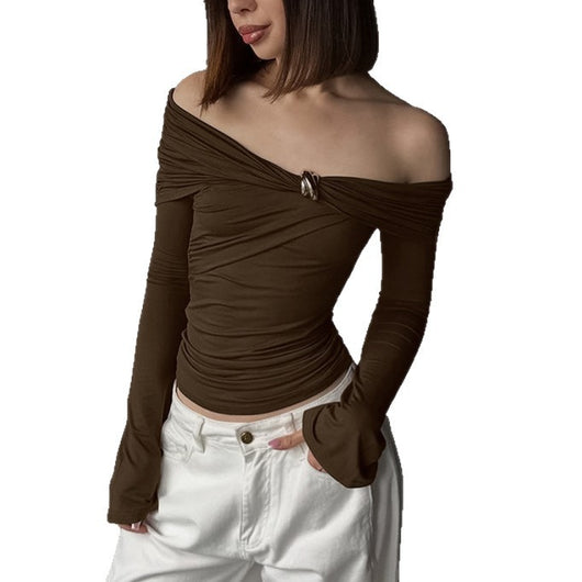 Blusa Ajustada Asimétrica Fuera del Hombro - Diseño Chica Atrevida - Image 5
