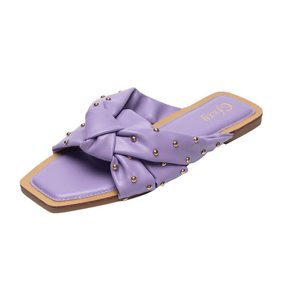 Sandalias Tejidas con Remaches - Cómodas Pantuflas Planas para Mujer - Image 8