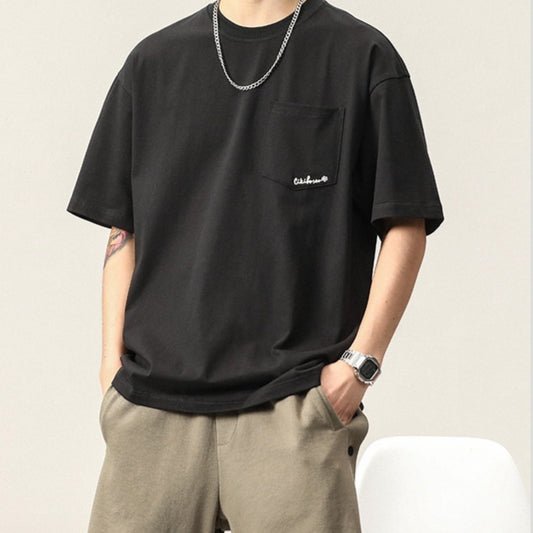 Playera Básica Bordada Cuello Redondo Manga Corta para Hombre