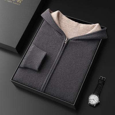 Cardigan Cashmere con Capucha y Cierre de Doble Cara para Hombre - Image 9