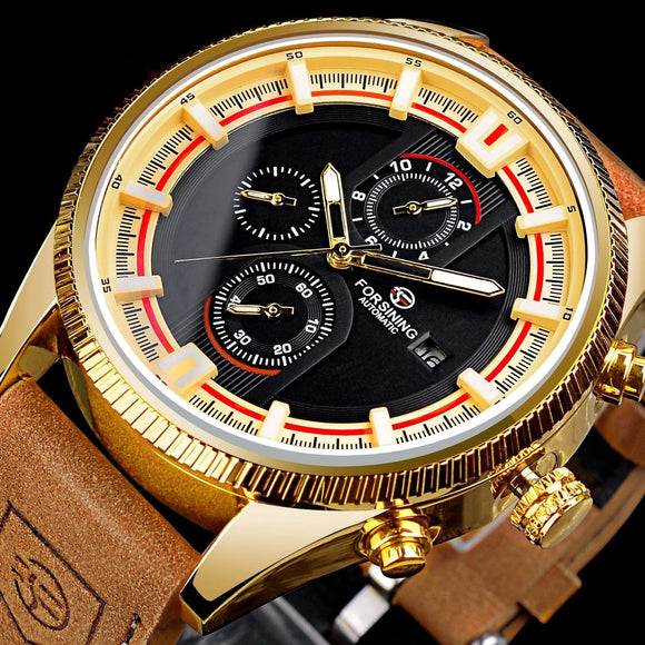 Reloj Automático Deportivo para Hombre con Correa de Cuero