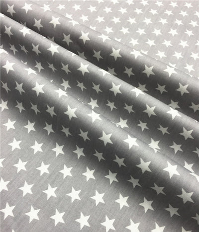Tela de Algodón con Estrellas de Cinco Puntas y Lunares - Gris y Negro - Image 3