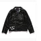 Chaqueta de Cuero para Hombre con Estampado de Letras y Cierre