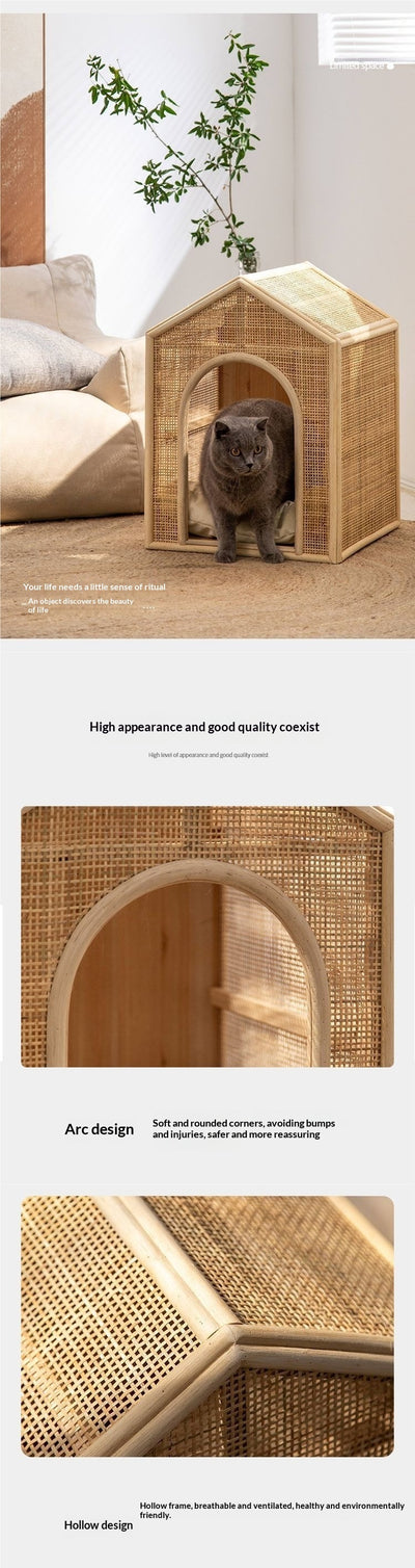 Casa Cama de Ratán Tejido para Gatos - Refugio Fresco y Ventilado - Image 10
