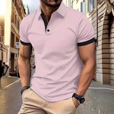 Polo Casual Holgado de Manga Corta Liso para Hombre - Image 4