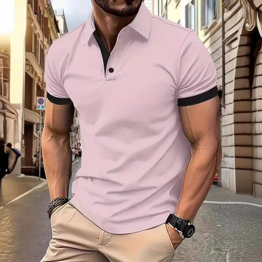 Polo Casual Holgado de Manga Corta Liso para Hombre - Image 4