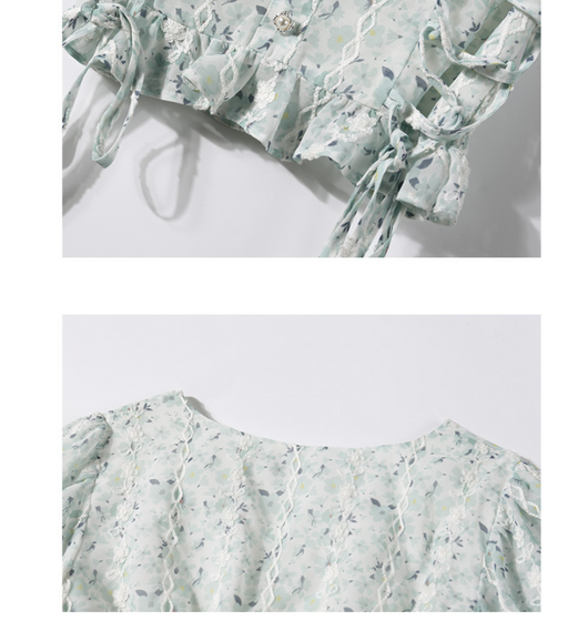 Blusa de Chifón con Botones de Perla y Jacquard Elegante - Image 4