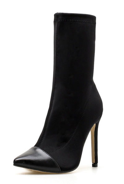 Botas Mujer Punta Afilada con Bloques de Color y Tela Elástica - Image 13
