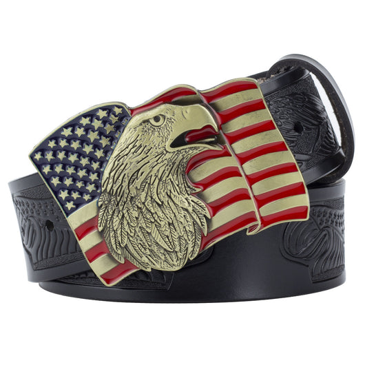 Cinturón de Cuero Genuino para Hombre con Hebilla Águila - Estilo Casual y Moderno - Image 2