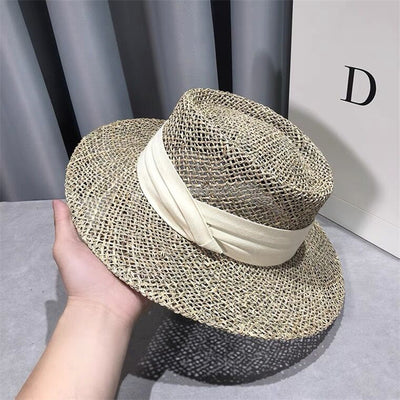 Sombrero de Paja Retro Británico para Mujer con Ala Plana - Image 10