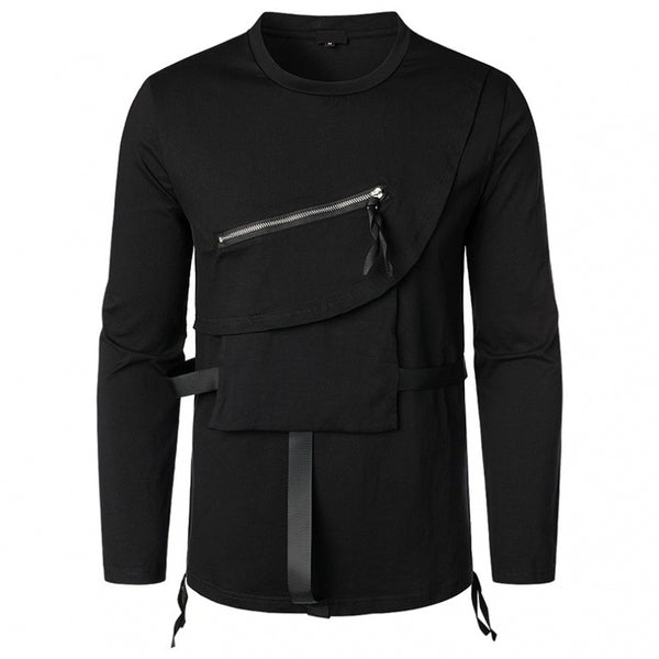 Camiseta Manga Larga Personalizada Cuello Redondo Otoño Oscuro para Hombre