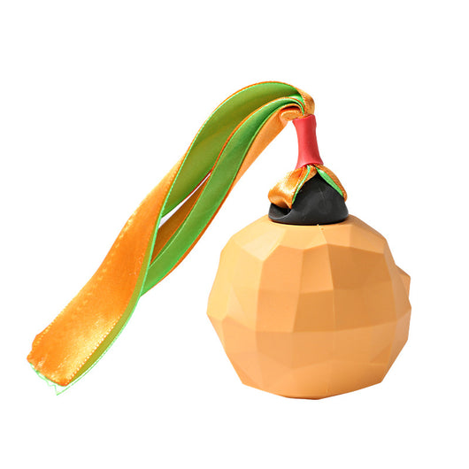 Lime green bell-shaped dog toy with a faceted, geometric surface for teeth cleaning. - Image 10