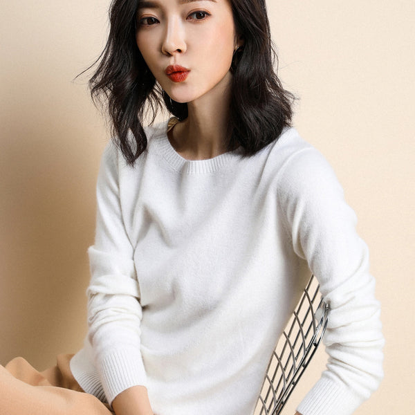 Suéter Slim-fit Coreano para Mujer Cuello Redondo