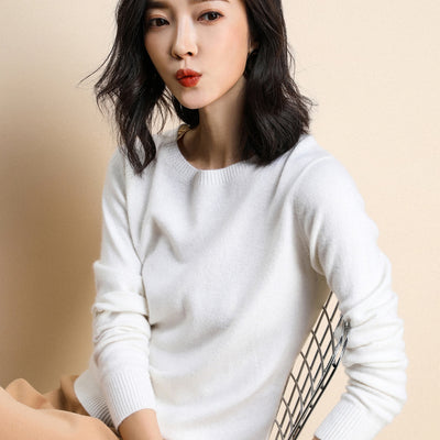 Suéter Slim-fit Coreano para Mujer Cuello Redondo