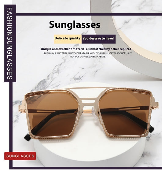 Gafas de Sol Steampunk Hombre Marco Hueco Cuadrado Metal Doble Rayo - Image 15