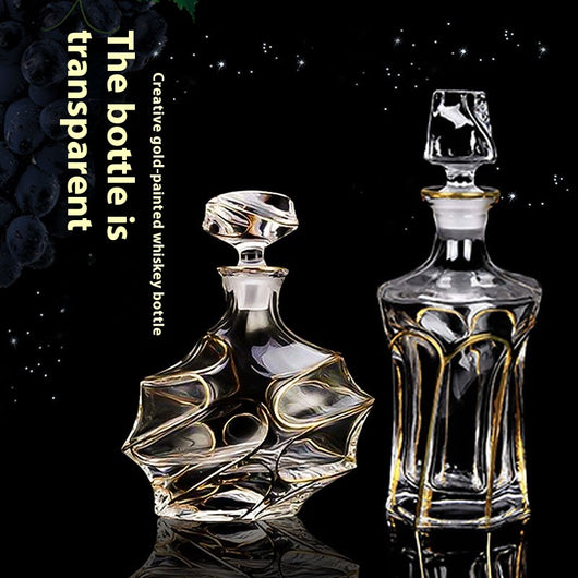 Botella de Whiskey Cristal con Línea Dorada y Tapa Hermética - Image 3