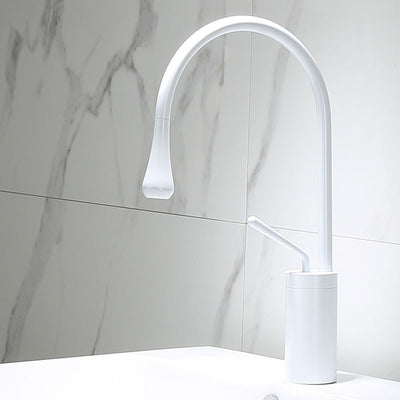 Grifo de Lavabo Giratorio en Cobre Dorado con Diseño Gota de Agua - Image 9