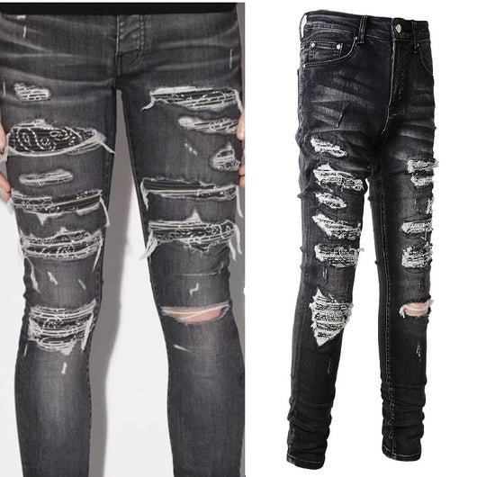 Jeans Gris Vintage Desgastado High Street Hipster - Image 7