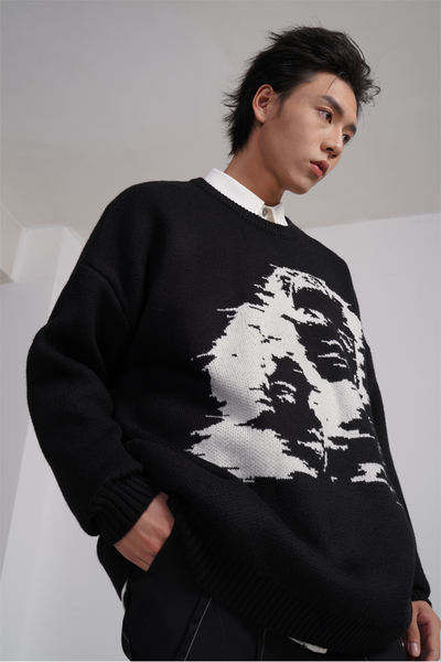 Suéter Pullover Oversized de Jacquard Grueso para Hombre - Image 6
